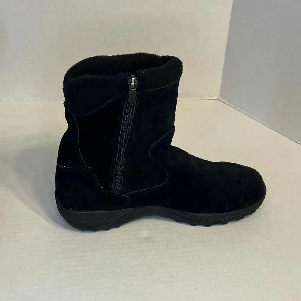 L.L. Bean Womens Suede Side‎ Zip Round Toe Mid Calf Black Winter Boots Sz 11